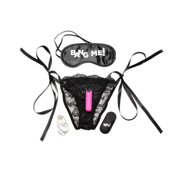 Kit de Pantie, bala vibradora a control remoto y venda para los ojos